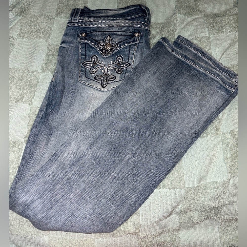 Miss Me Boot Cut Jeans with Embellished Pocket
